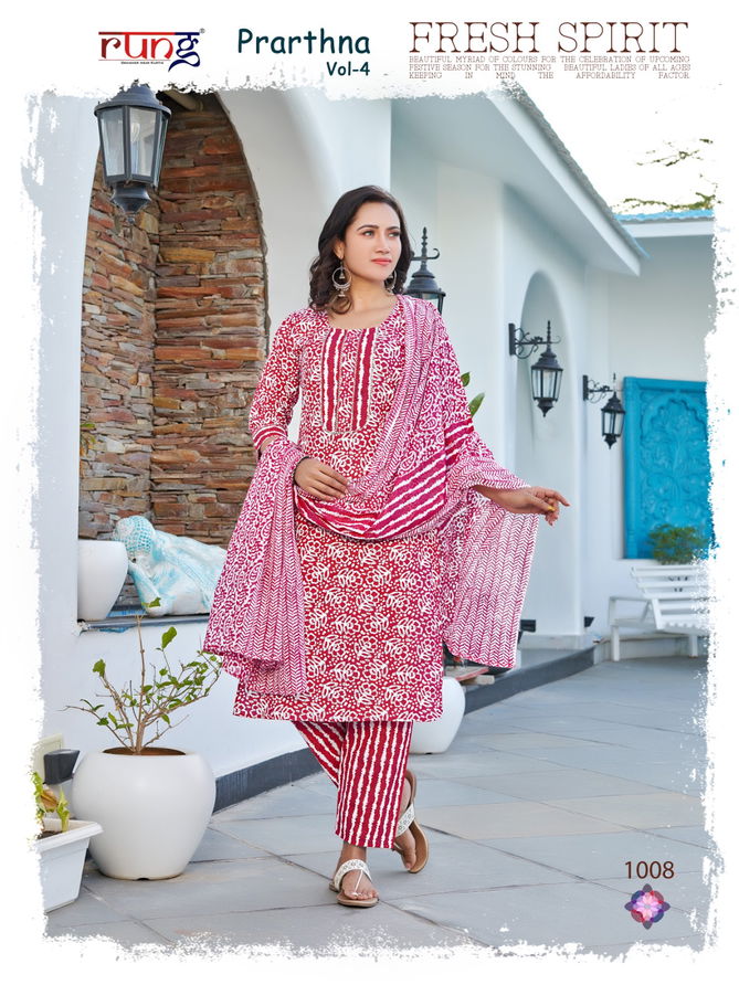 Prathna Vol 4 By Rung Printed Cotton Kurti With Bottom Dupatta Wholesale Market In Surat